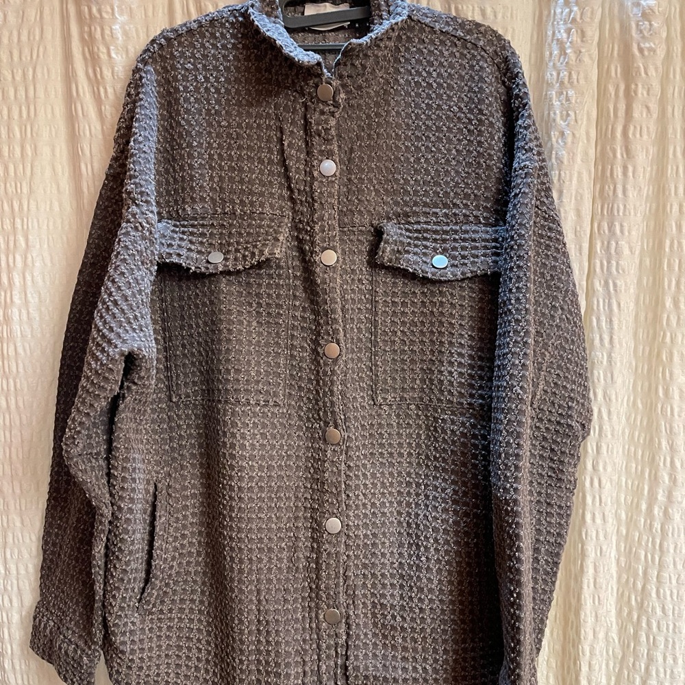 BKE Gray Textured Utility Jacket